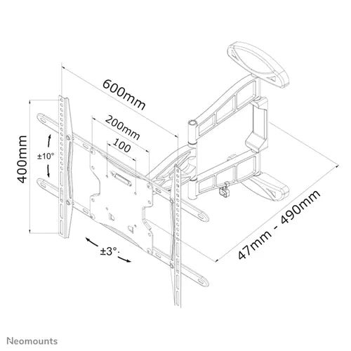 NeoMounts 32-60" TV Swivel Wall Mount | LED-W500 Wall Mount Bracket NeoMounts