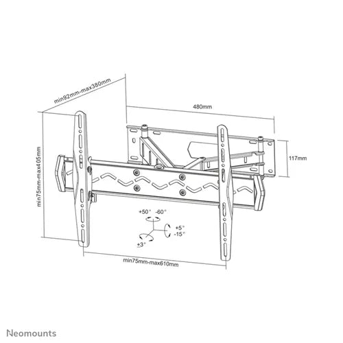 NeoMounts 32" - 75" Full Motion TV Wall Mount | LED-W560 Wall Mount Bracket NeoMounts