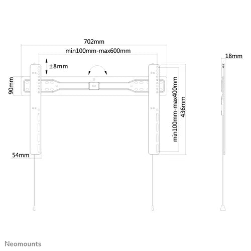 Neomounts 37"-75" Ultra Thin Wall Mount Bracket | LED-W600BLACK Wall Mount Bracket NeoMounts