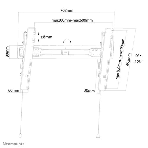 Neomounts LED-W650BLACK 37"-75" Screen Wall Mount Bracket Wall Mount Bracket NeoMounts