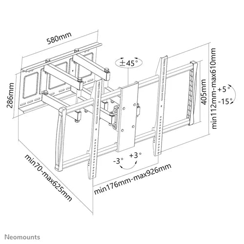 NeoMounts 60-100" Screen Swivel TV Wall Mounts | LFD-W8000 Wall Mount Bracket NeoMounts