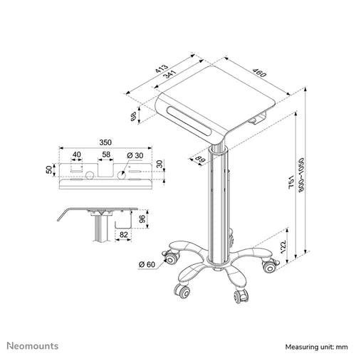 NeoMounts MED-M050 Medical Work Station Mobile Trolley NeoMounts