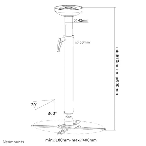 NeoMounts NM-BC75BLACK Projector Ceiling Mount Ceiling Mount Bracket NeoMounts