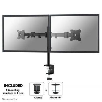 Neomounts 10"-27" Dual LCD Desk Mount | NM-D135DBLACK Monitor Arm Desk Mount NeoMounts