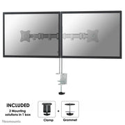 NeoMounts NM-D135DSILVER Monitor Arm Desk Mount - For Two 10-27" Screen Monitor Arm Desk Mount NeoMounts