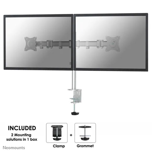 NeoMounts NM-D135DSILVER Monitor Arm Desk Mount - For Two 10-27" Screen Monitor Arm Desk Mount NeoMounts