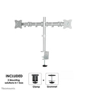 NeoMounts NM-D135DSILVER Monitor Arm Desk Mount - For Two 10-27" Screen Monitor Arm Desk Mount NeoMounts