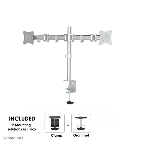 NeoMounts NM-D135DSILVER Monitor Arm Desk Mount - For Two 10-27" Screen Monitor Arm Desk Mount NeoMounts