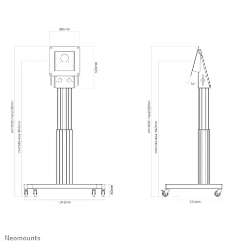 NeoMounts NM-HUB2LIFTBLACK Motorised Floor Stand - For 50" Floor Stand NeoMounts