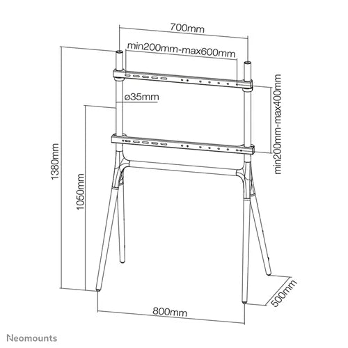 Neomounts 37" - 70" Monitor/TV Floor Stand | NM-M1000BLACK Mobile Trolley NeoMounts