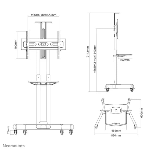 Neomounts 32" - 75" Display Trolley | NM-M1700BLACK Mobile Trolley NeoMounts