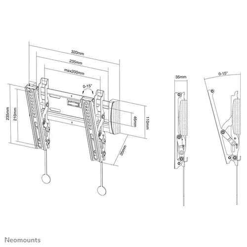 NeoMounts NM-W125BLACK TV Wall Mount - For 10-40" Screen Wall Mount Bracket NeoMounts
