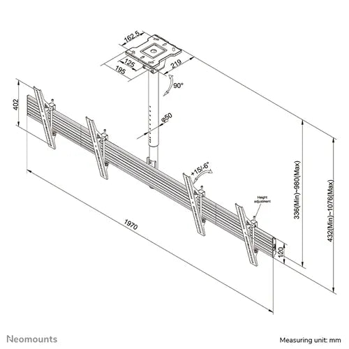Neomounts NMPRO-CMB2 32"-55"/65", 114 cm Pole Dual Ceiling Menu Board Mount Ceiling Mount Bracket NeoMounts
