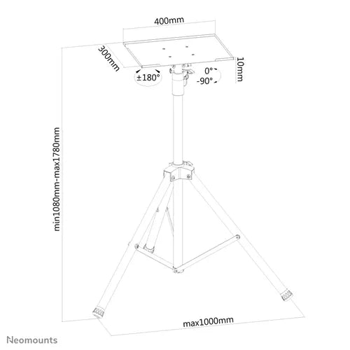 NeoMounts NS-FS200BLACK Floor Stand - Up to 17-32" Projector & Displays Floor Stand NeoMounts
