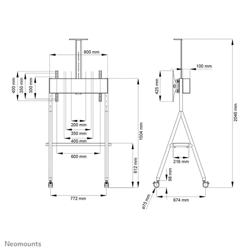 NeoMounts NS-M1500BLACK Floor Stand - For 32-65" Screen Mobile Trolley NeoMounts