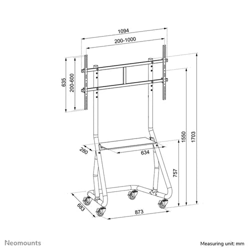 Neomounts 60" - 100" Display Trolley | NS-M3800BLACK Mobile Trolley NeoMounts