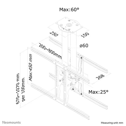NeoMounts PLASMA-C100D Monitor Ceiling Mount - For 37"-75" Screen Ceiling Mount Bracket NeoMounts