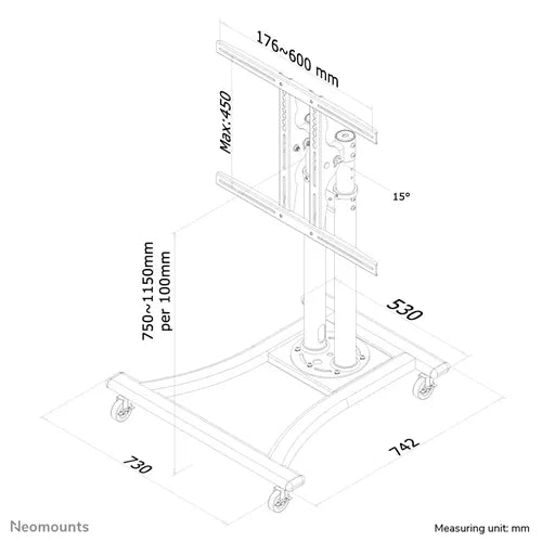 NeoMounts PLASMA-M1200 Trolley - Up to 27"-70 Screen Mobile Trolley NeoMounts
