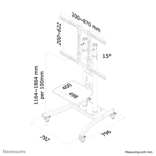 Neomounts 37" - 85" Display Trolley | PLASMA-M2000E Mobile Trolley NeoMounts