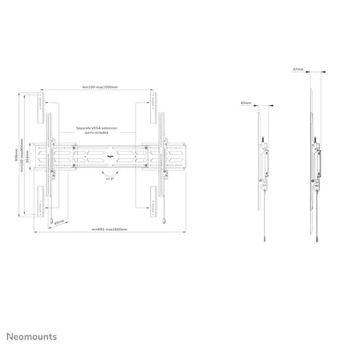 Neomounts 55" - 110" Screen Wall Mount Bracket | WL30S-950BL19 Wall Mount Bracket NeoMounts