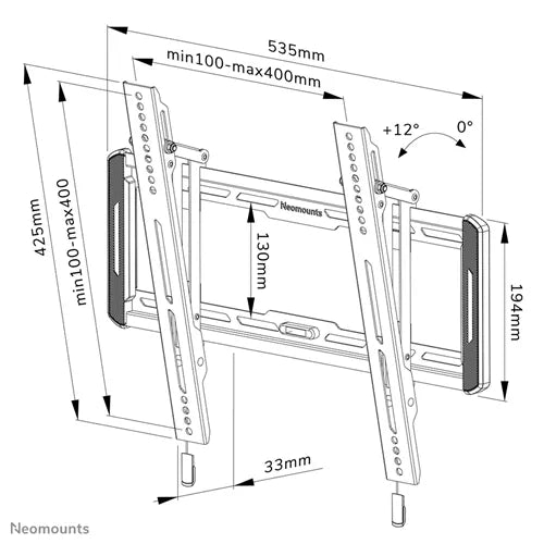 NeoMounts 32" - 65" Tilt TV Wall Mount | WL35-550BL14 Wall Mount Bracket NeoMounts