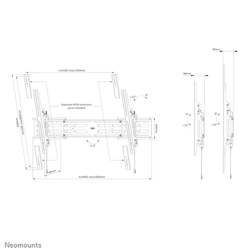 Neomounts 55" - 110" Select Heavy Duty Wall Mount Bracket | WL35S-950BL19 Wall Mount Bracket NeoMounts