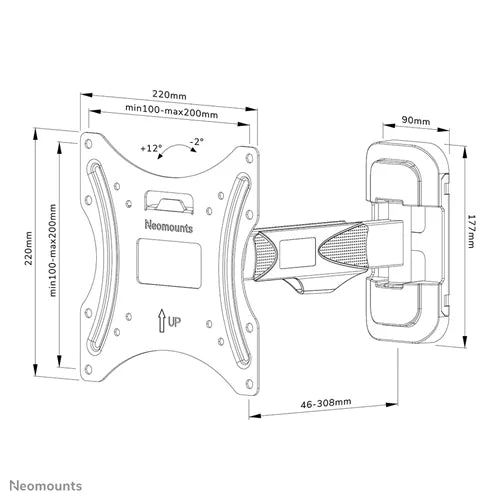 Neomounts 32"-55" Screen Swivel Wall Mount Bracket | WL40-540BL12 Wall Mount Bracket NeoMounts