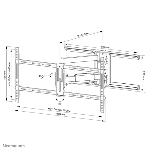 Neomounts 43" - 75" Swivel Wall Mount Bracket | WL40-550BL18 Wall Mount Bracket NeoMounts