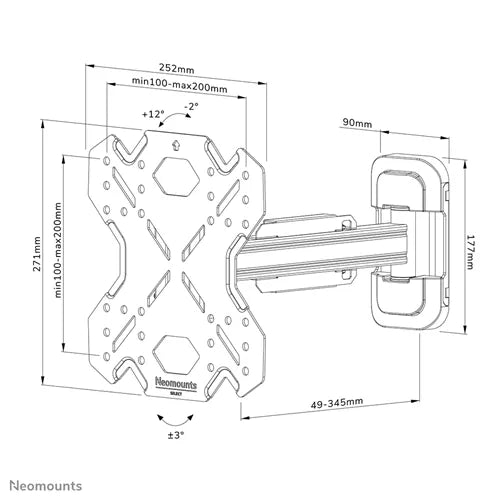 Neomounts 32" - 55" Swivel Wall Mount Bracket | WL40S-840BL12 Wall Mount Bracket NeoMounts