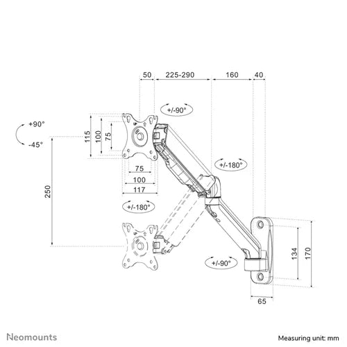 NeoMounts WL70-450BL11 TV/Monitor Wall Mount | For 17"-32" Screens Wall Mount Bracket NeoMounts