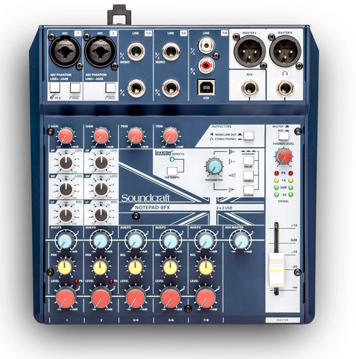 Soundcraft Notepad-8FX Small-format Analog Mixing Console with USB I/O and Lexicon Effects Audio Mixer Soundcraft