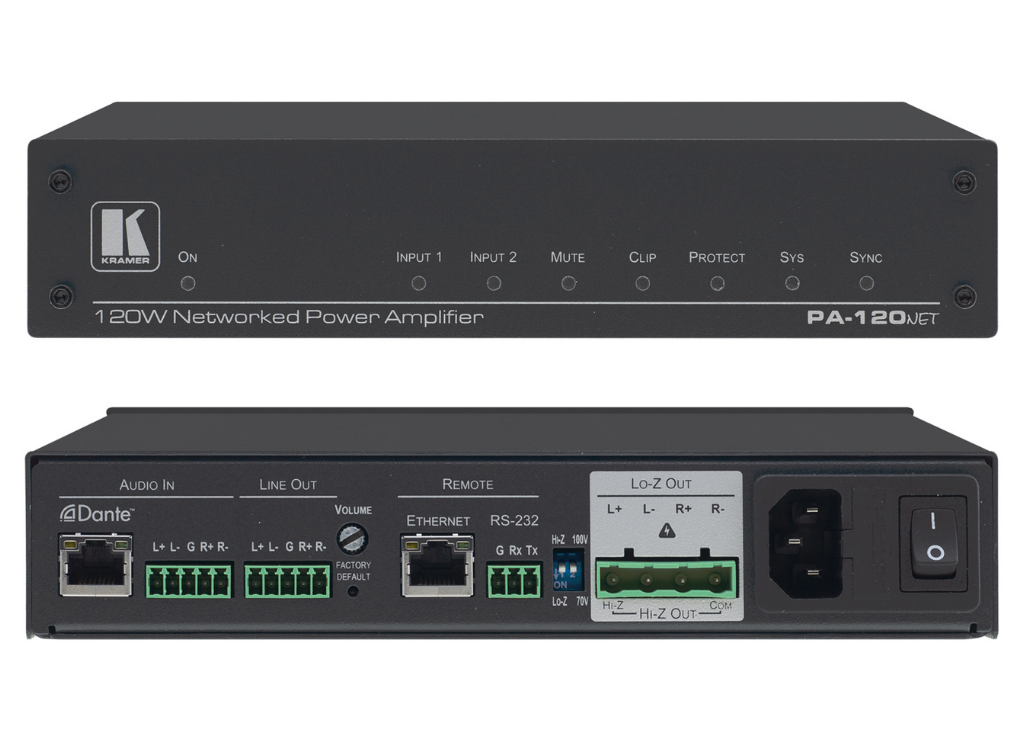 Kramer Electronics PA-120NET 120W Networked Power Amplifier Audio Amplifier Kramer