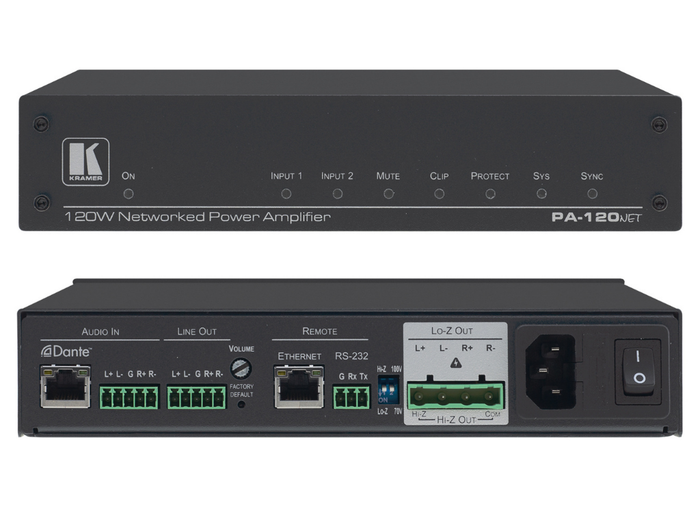 Kramer Electronics PA-120NET 120W Networked Power Amplifier Audio Amplifier Kramer