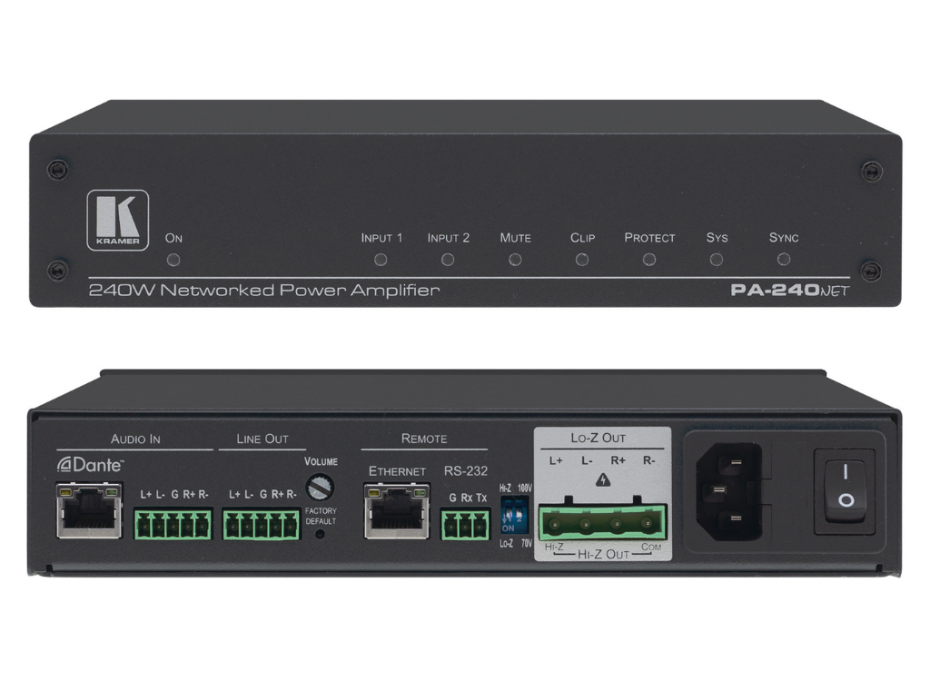 Kramer Electronics PA-240NET 240W Networked Power Amplifier Audio Amplifier Kramer