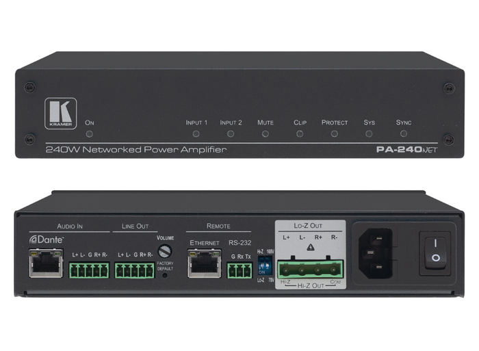 Kramer Electronics PA-240NET 240W Networked Power Amplifier Audio Amplifier Kramer
