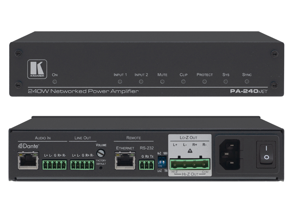 Kramer Electronics PA-240NET 240W Networked Power Amplifier Kramer Audio Amplifiers Kramer