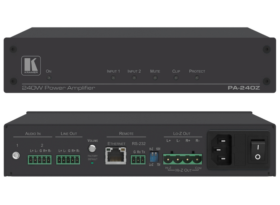 Kramer Electronics PA-240Z 240W Power Amplifier Kramer Power Amplifier Kramer
