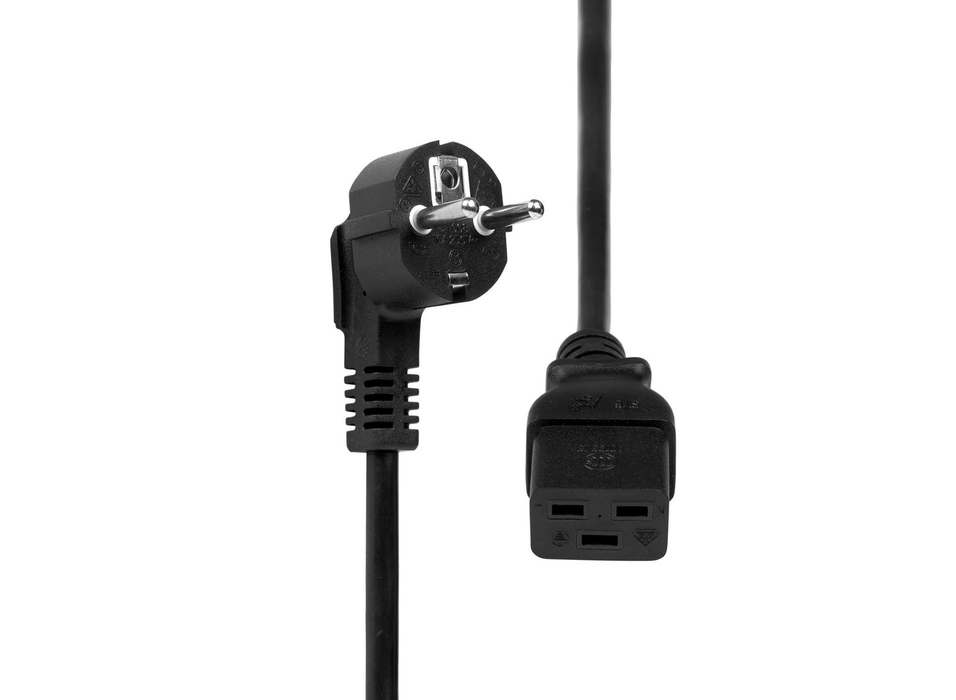 ProXtend 0.5m Schuko Angled to C19 Power Cord | Black Power Cable ProXtend