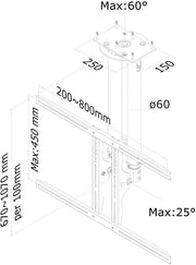 NeoMounts PLASMA-C100BLACK Monitor Ceiling Mount - For 37-75" Screen Ceiling Mount Bracket NeoMounts