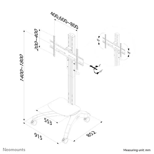 NeoMounts 37" - 85" Screen TV Trolley | PLASMA-M2000 Mobile Trolley NeoMounts