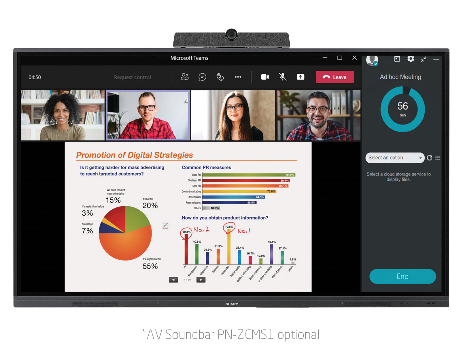 Sharp PN-L752B/60005558 LCD 75" Precision Touch Display Interactive Touchscreen Display Sharp