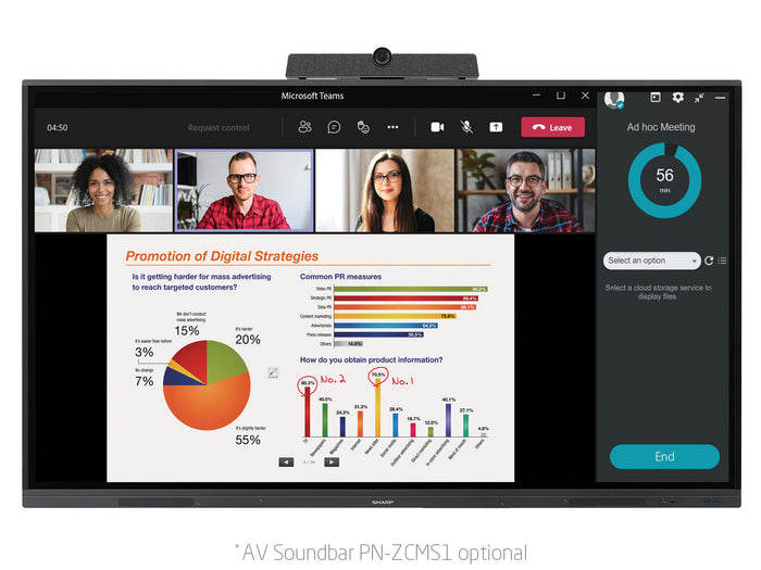Sharp PN-L752B/60005558 LCD 75" Precision Touch Display Interactive Touchscreen Display Sharp