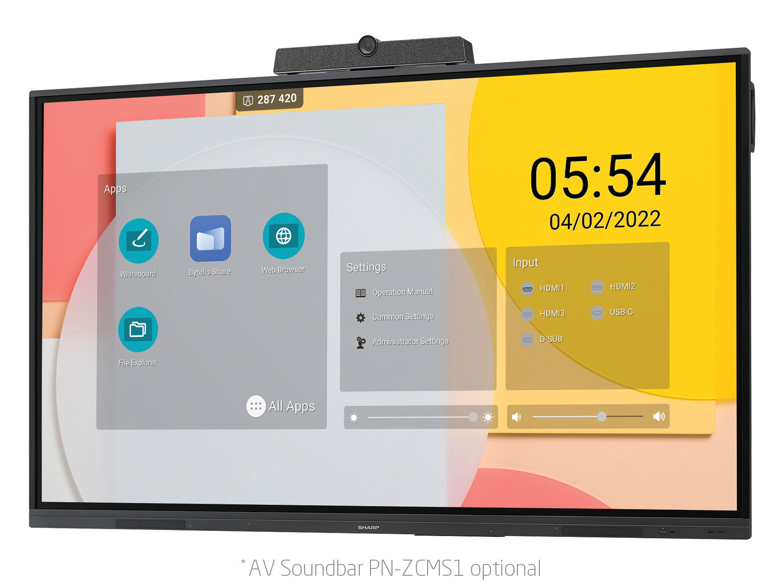 Sharp PN-L752B/60005558 LCD 75" Precision Touch Display Interactive Touchscreen Display Sharp