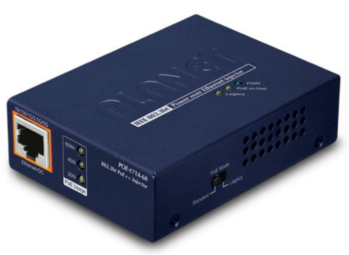 Planet POE-171A-60 Single-Port Multi-Gigabit 802.3bt PoE++ Injector (60 Watts) Network Switch Planet
