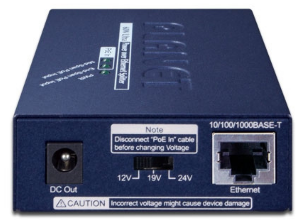 Planet POE-171S Single-Port 10/100/1000Mbps Ultra PoE Splitter (12V/19V/24V) Network Splitter Planet