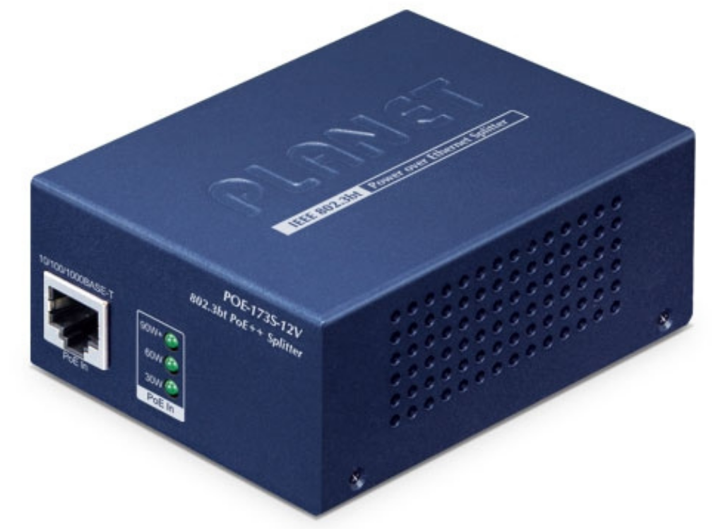 Planet POE-173S-12V Single-Port 10/100/1000Mbps 802.3bt PoE++ Splitter Network Splitter Planet