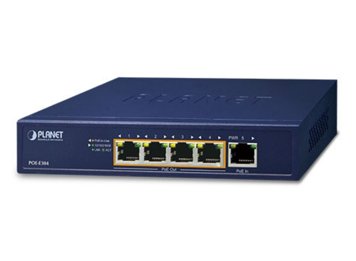Planet 1-Port 802.3bt PoE++ to 4-Port 802.3af/at Gigabit PoE Extender | POE-E304 AV Extender Planet