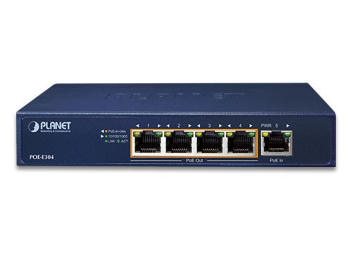 Planet 1-Port 802.3bt PoE++ to 4-Port 802.3af/at Gigabit PoE Extender | POE-E304 AV Extender Planet