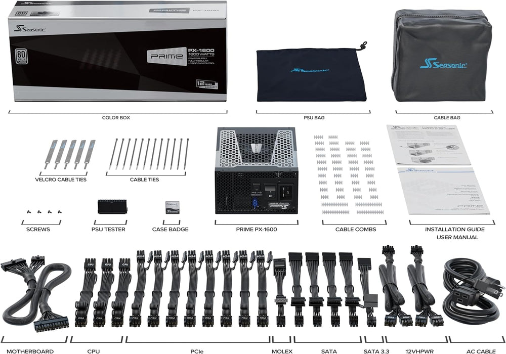 Seasonic PRIME-PX-1600 Power Supply Unit 1600 W 24-Pin ATX ATX Black