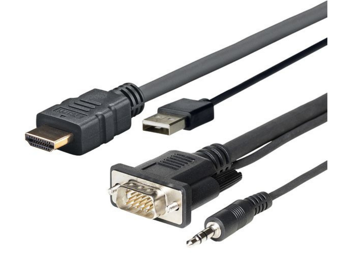 Vivolink 1m Multiport Cable, HDMI, VGA, USB, 3.5mm, Black | PROHDMIMVGA1 Audio / Video Cable Vivolink